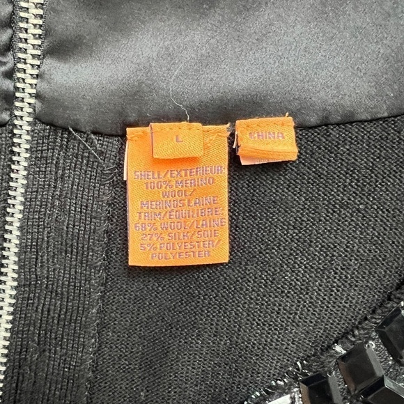 Tory Burch Jet Embellished Knit Dress 100% Merino Wool Black Women Size L - Picture 5 of 12